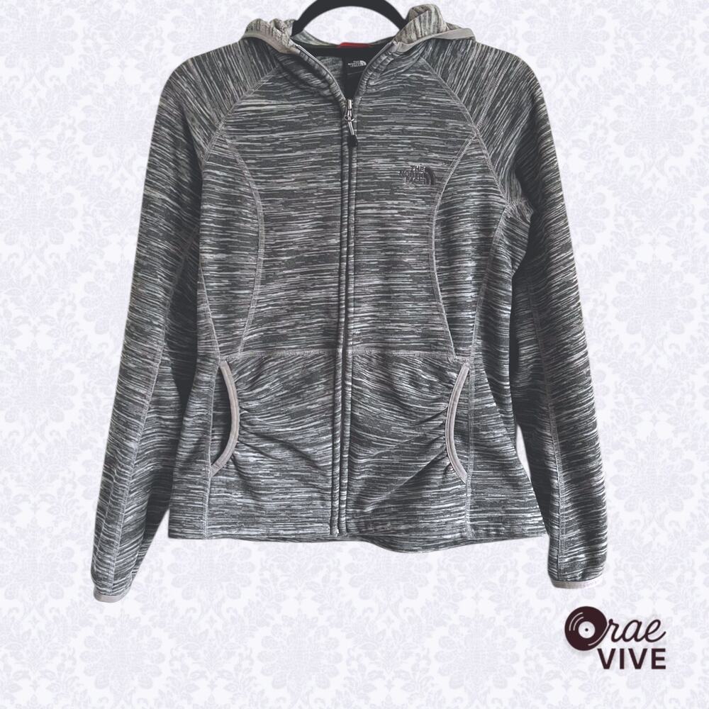 North Face Women's S Polartec Full Zip Fleece Hoodie Dark Heathered Grey